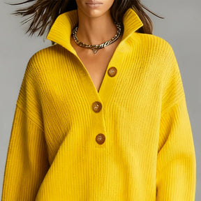 Liora™| Elegant treknappströja med krage