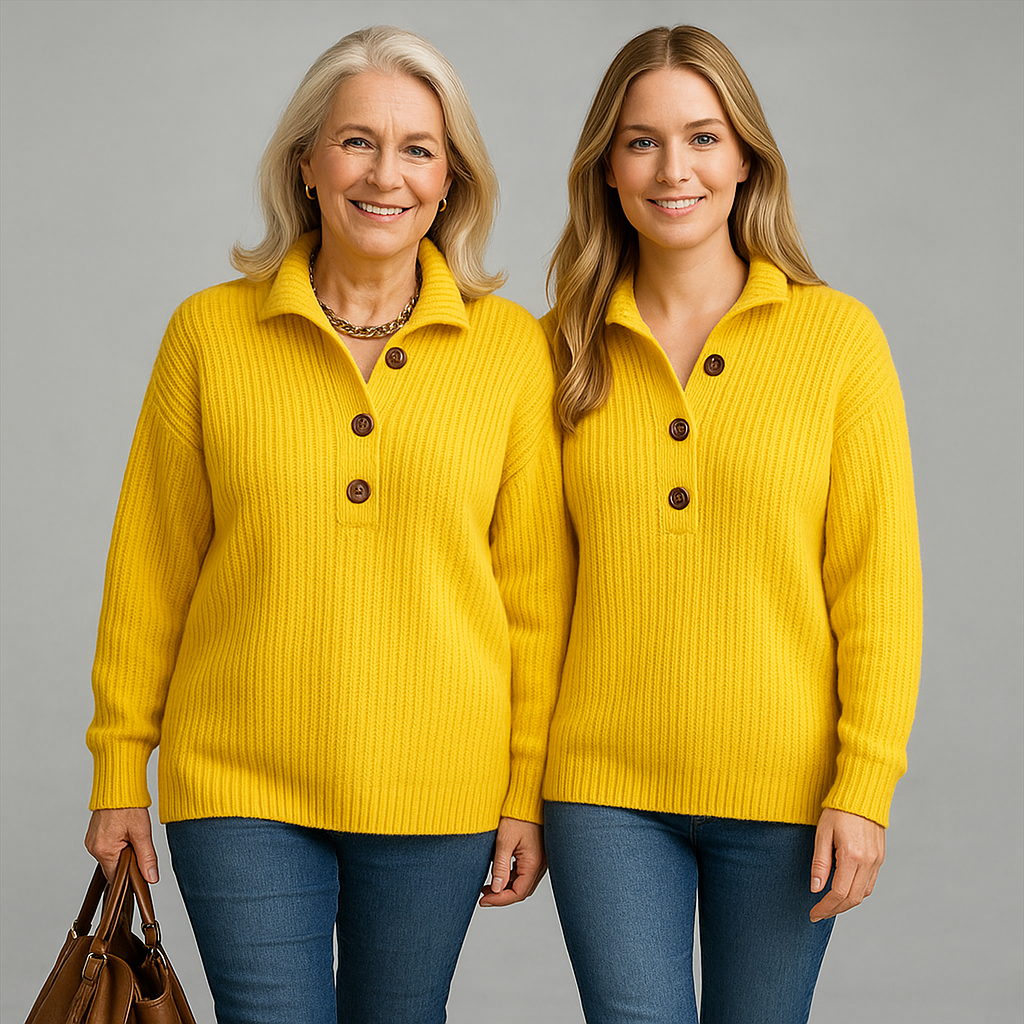 Liora™| Elegant treknappströja med krage