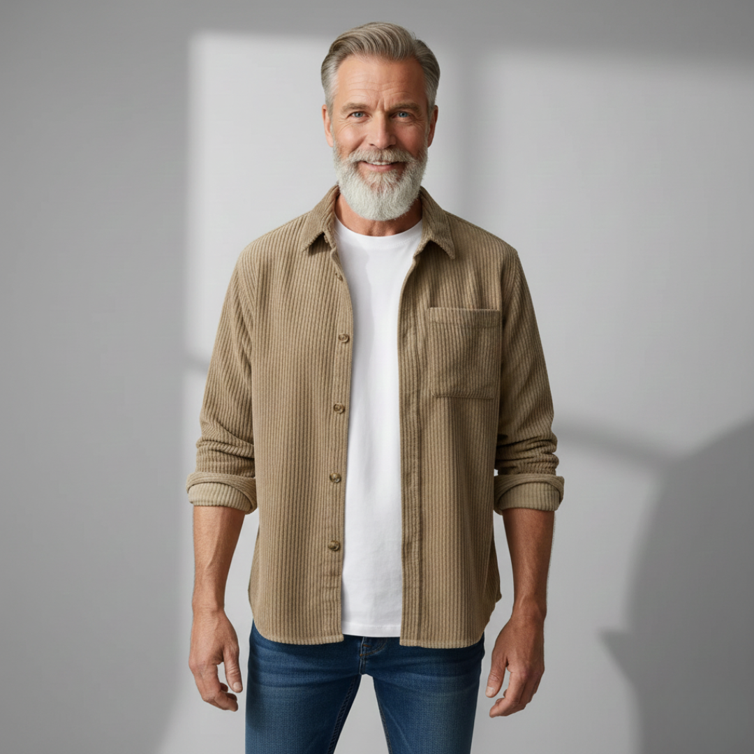 NordCord™ – Herrskjorta i Mjuk Manchestertyg
